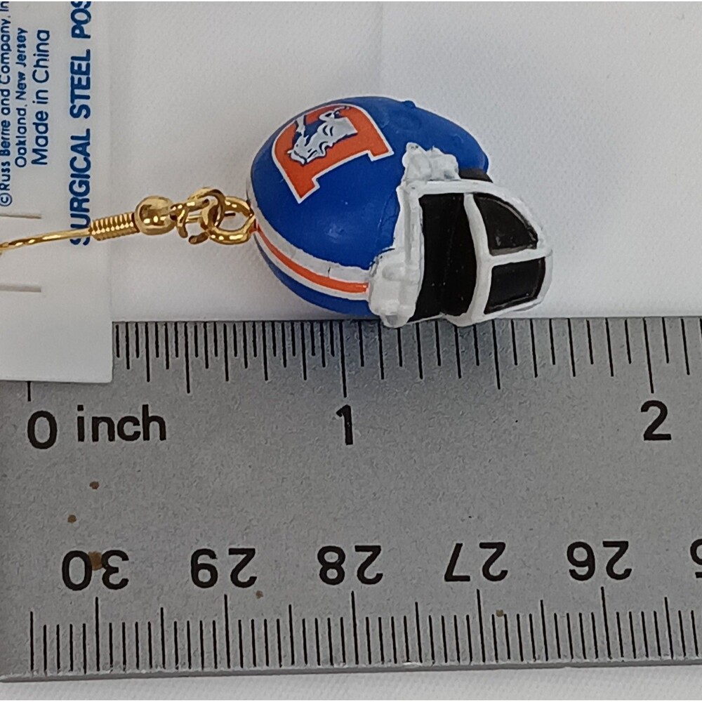 Team NFL Touchdown Danglers Earrings Mini Denver Broncos Helmets & Tac Pin Lot - Picture 11 of 11